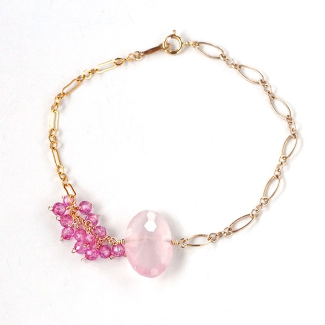 Rose de Rêve（ローズ・ド・レーヴ）高品質ローズクォーツファンシーカットブレスレット14kgf