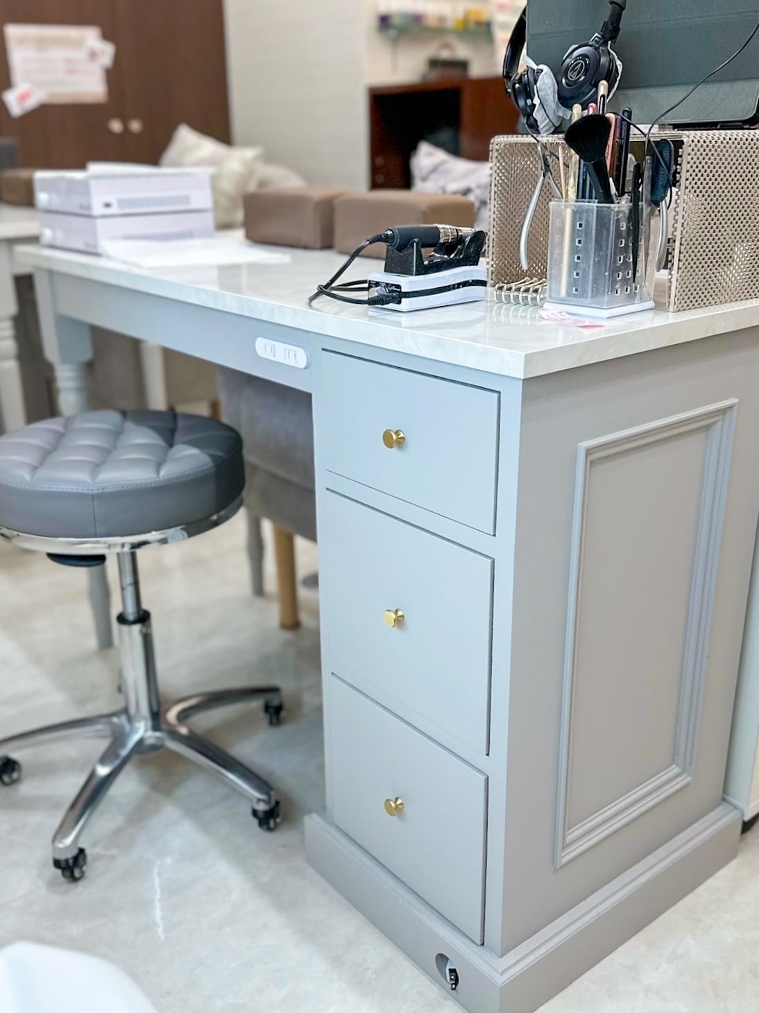 引出し付きネイルテーブル大理石1150 (ネイルデスク・オーダー 引出し付きネイルテーブル大理石1150 (ネイルデスク・オーダー