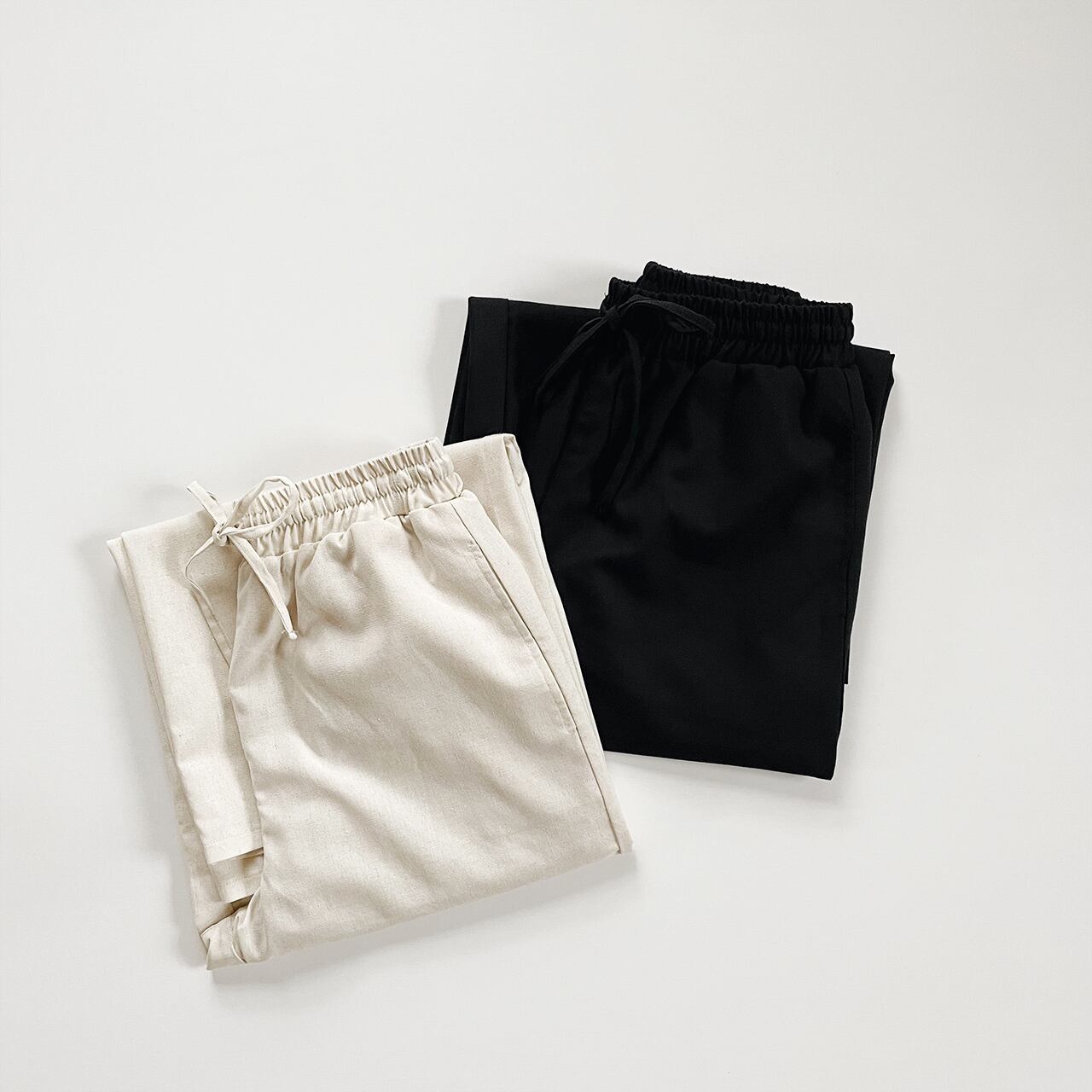 Linen wide pants (black)