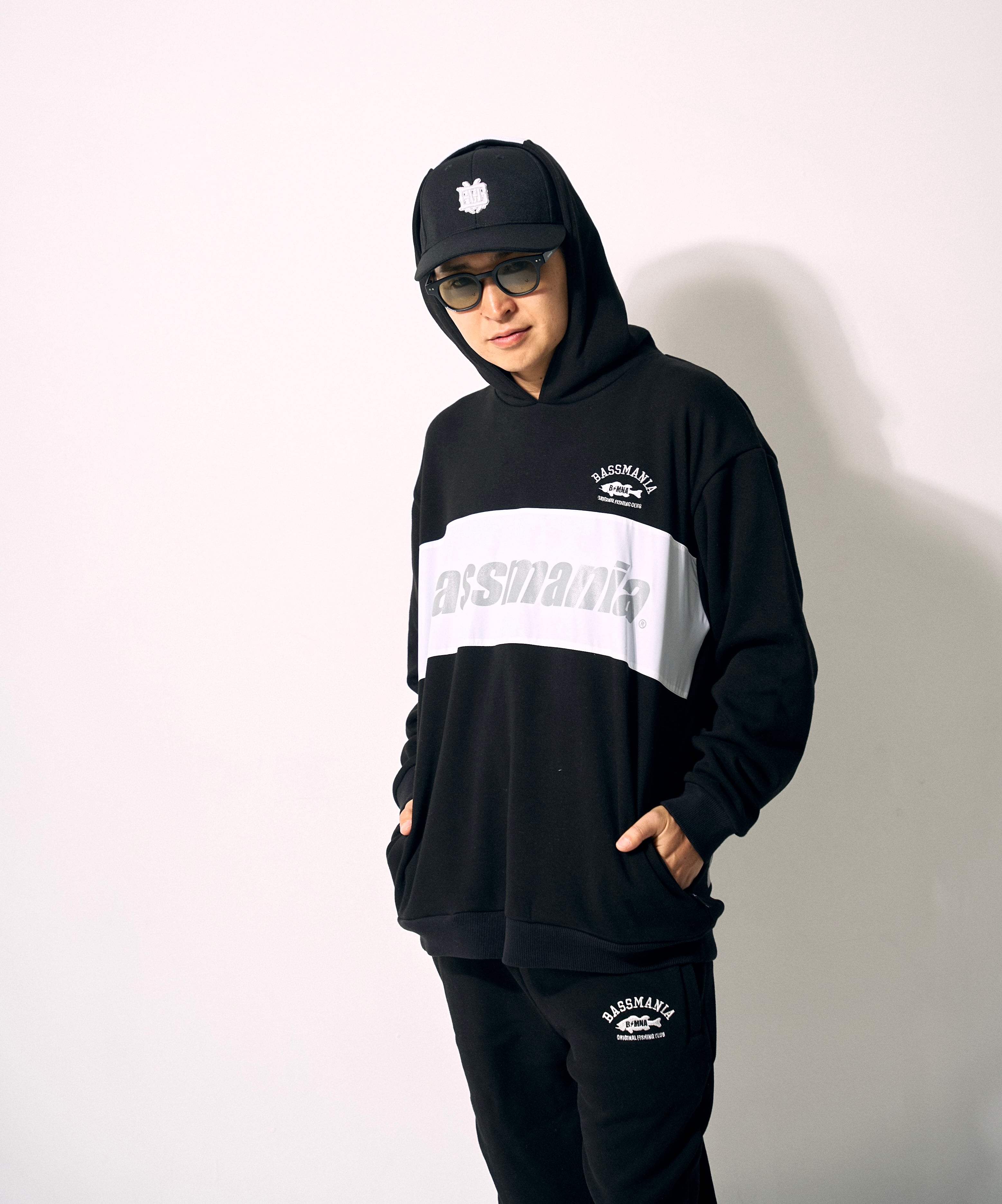 BASSMANIA バスマニア セットアップ スウェット ロゴ ブラック M