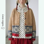 ノルディック配色で切り取る、レトロモード・ニットカーディガン《i0841》