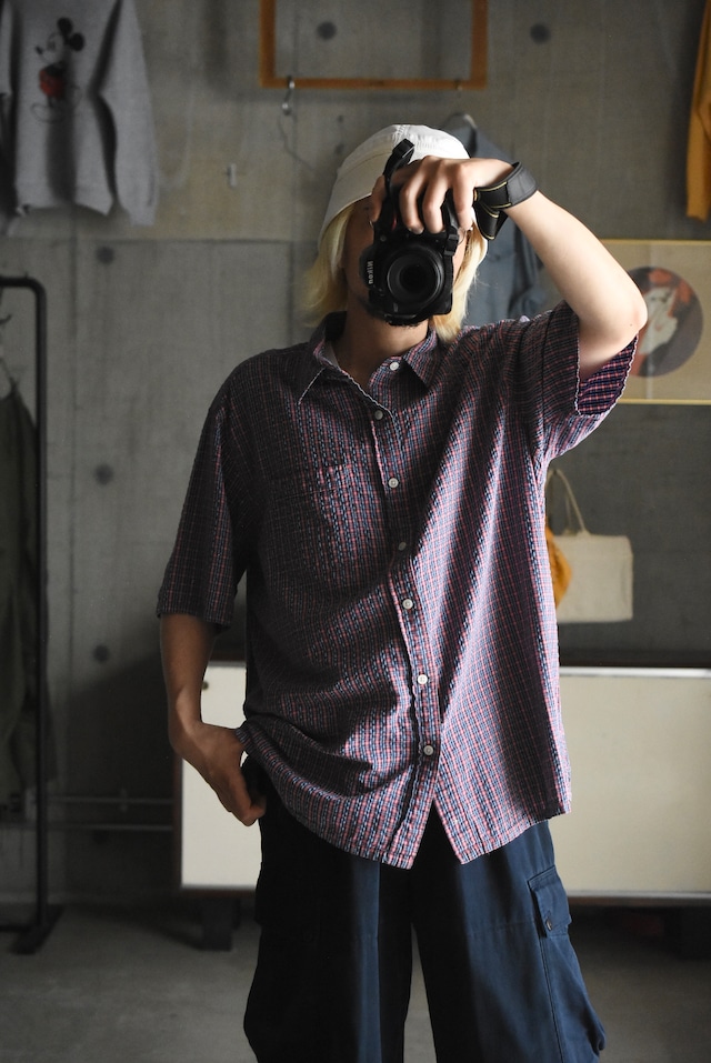 OK/00's "L.L.Bean" seersucker check shirt.