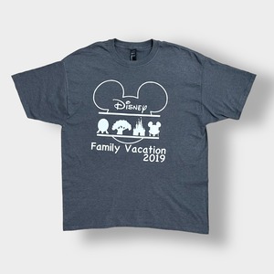 【HANES】Disney Family Vacation ロゴ プリント Tシャツ 2XL ビッグシルエット 半袖  ディズニー ミッキー ヘインズUS古着