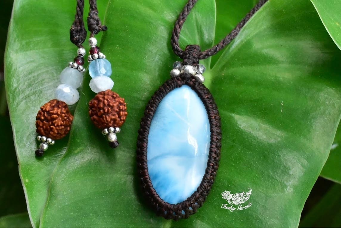 高品質★シャトヤンシー★ラリマー マクラメペンダント lary008