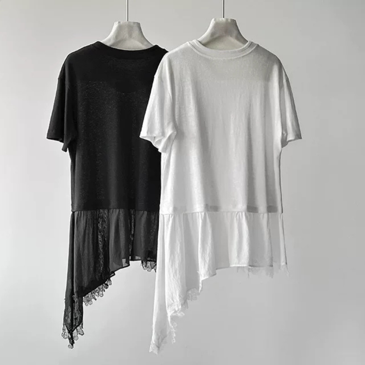 裾レース 半袖 アシンメトリー Tシャツ 00246・画像12