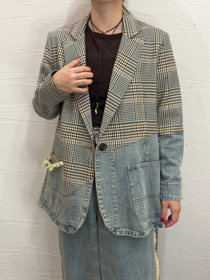 【MICALLE MICALLE】チェック×デニムジャケット