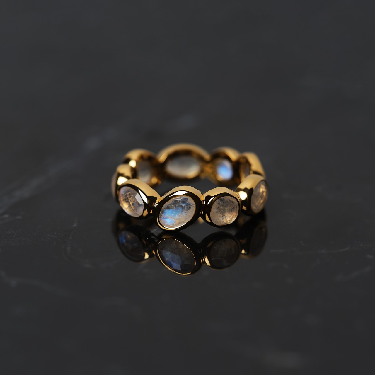 S925 RAINBOW MOON STONE ETERNITY RING