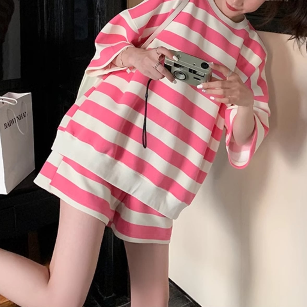 ボーダーセットアップ ショートパンツセットアップ レディース