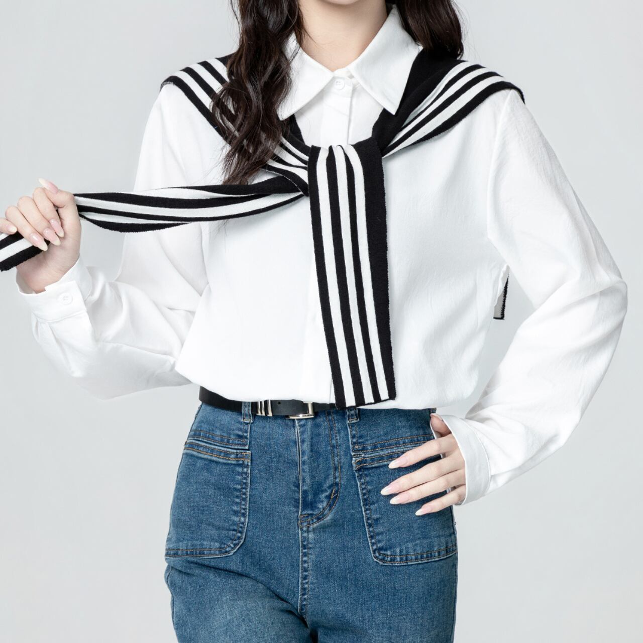 Striped Accent Shirt R0219