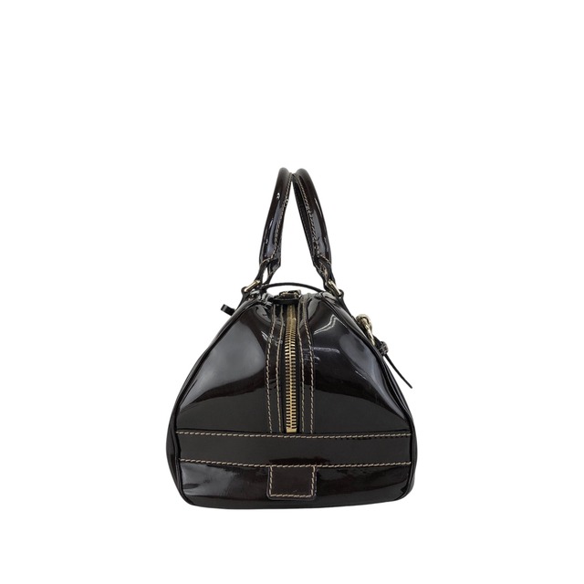 GUCCI グッチ ハンドバッグ ブラウン ベルト リボン エナメル ボストンバッグ vintage ヴィンテージ オールド dan4kc