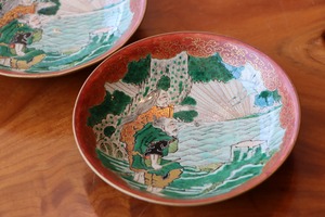 中皿 五寸 九谷焼 色絵 人物風景文