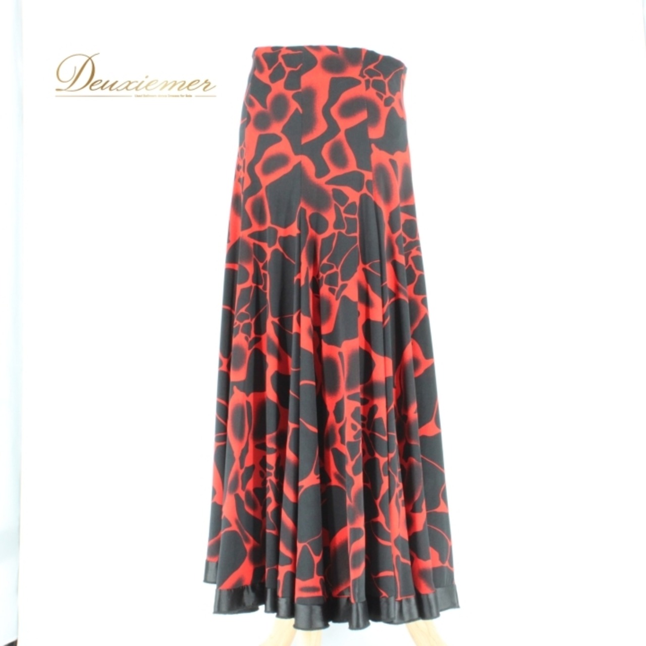 社交ダンス 衣装 スタンダード スカート レッスンウェア Create-Sun クリエイトサン 黒 レッド系 ブラック系 赤 練習着 バイカラー ダンスウェア フレアスカート ポリエステル ストレッチ ウエストゴム おしゃれ 着心地良い 練習用 しなやか スタイリッシュ パフォーマンス コスチューム レディース スカート丈 84cm Mサイズ ブラックレッド ダンスレッスン 衣装選び イベント 講習会 スタンダード競技