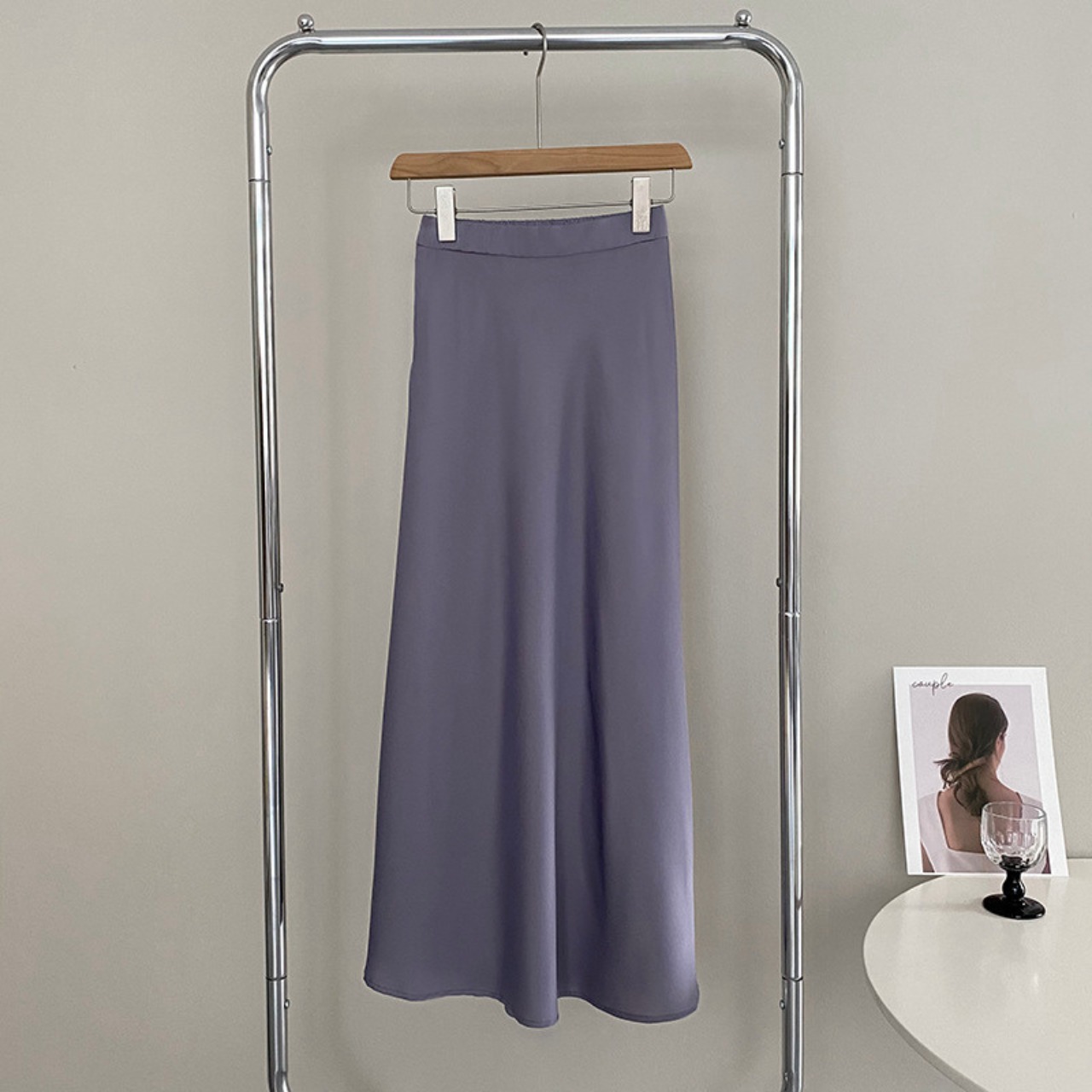 サテン スリット ロングスカート 10077