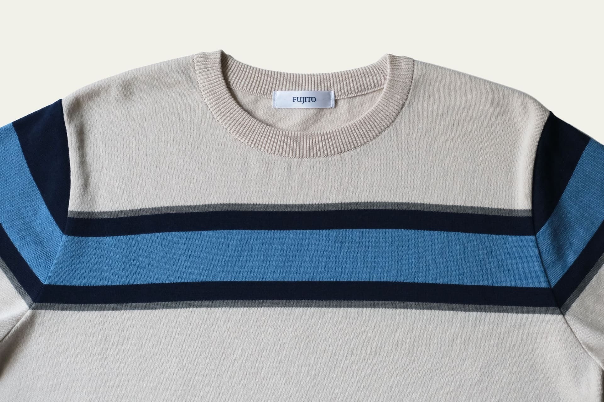 FUJITO Border Knit T-Shirt Navy Border,White Border | Directors