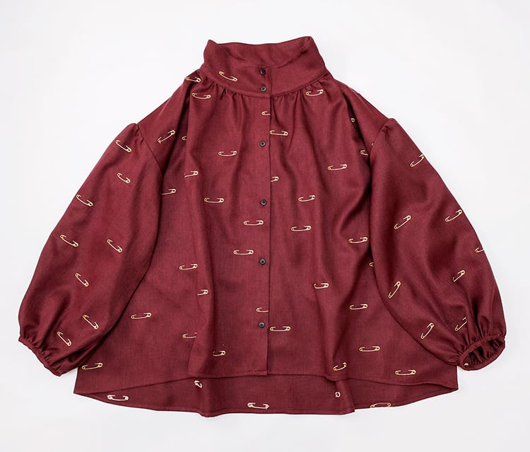 Safety pin embroidery shirts adult M / Bordeaux