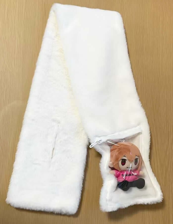 ice様☆ぬいぐるみ用　マフラー　S ぬいぐるみ収納ポケット付き マフラー ホワイト 推しぬい対応 | 型紙清
