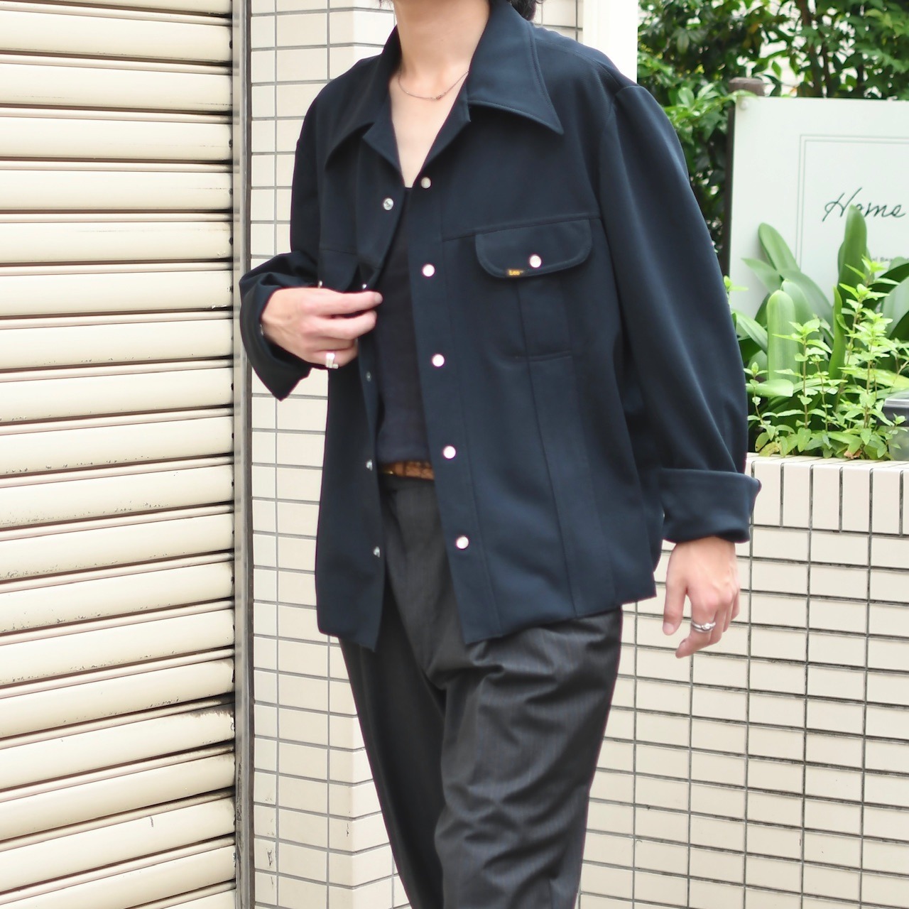 70's LEE custom short length tracker jacket navy