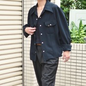 70's LEE custom short length tracker jacket navy