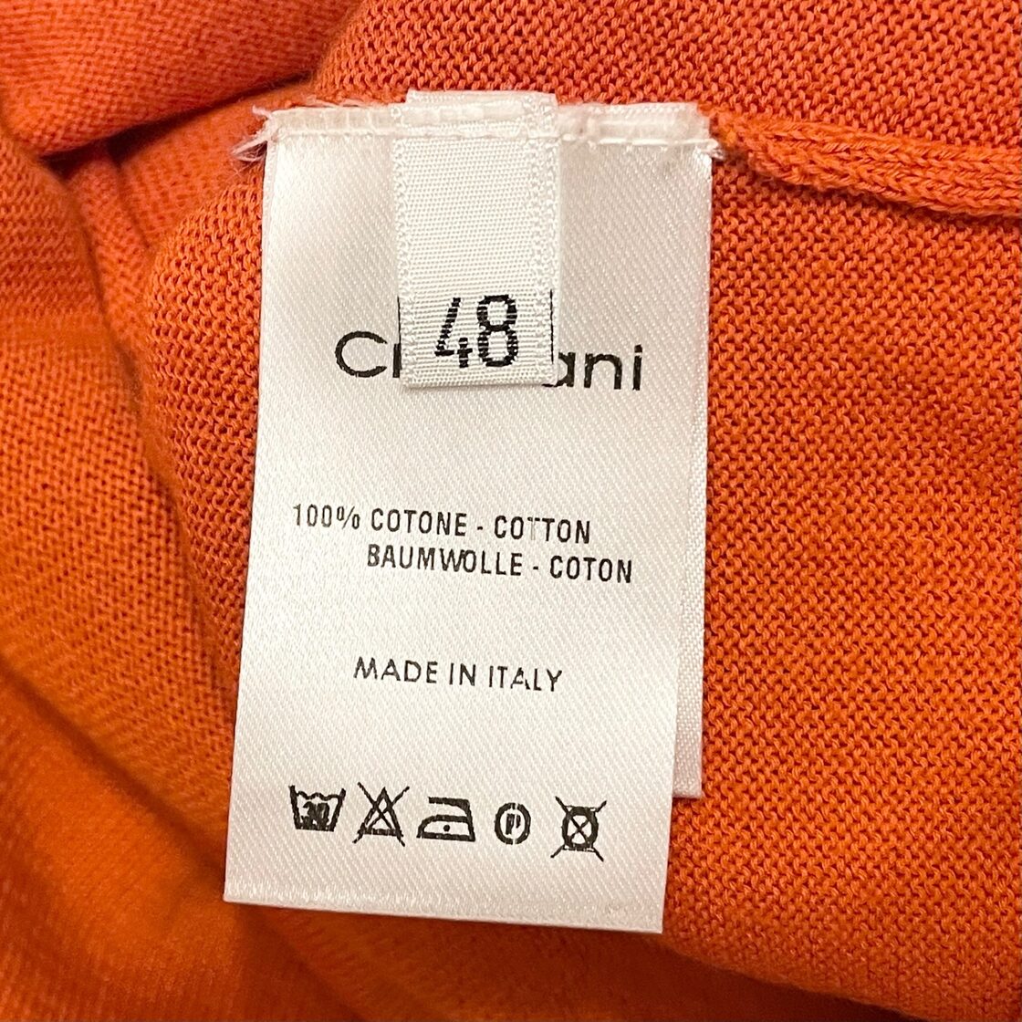 MADE IN ITALY製 Cruciani クルーネックコットンセーター オレンジ 48 
