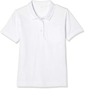 [Catch(キャッチ)]女児用 半袖ポロシャツ 鹿の子 小学生 幼園児 制服 フォーマル スクール 学生 白無地 半袖ポロシャツ キッズ ホワイト 日本 140CM (日本サイズ140 相当)