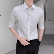 3/4 sleeve pointed collar shirt 00332