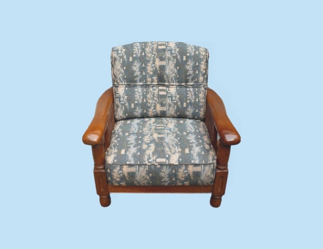 PATTERN FABRIC RATTAN SINGLE SOFA