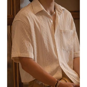 Italian jacquard hollow short-sleeved shirt(VE262)