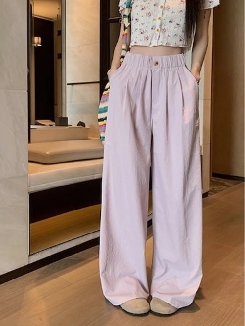 [4カラー] 快適 ワイドパンツ ゆとりがある ファッション ストレートパンツ