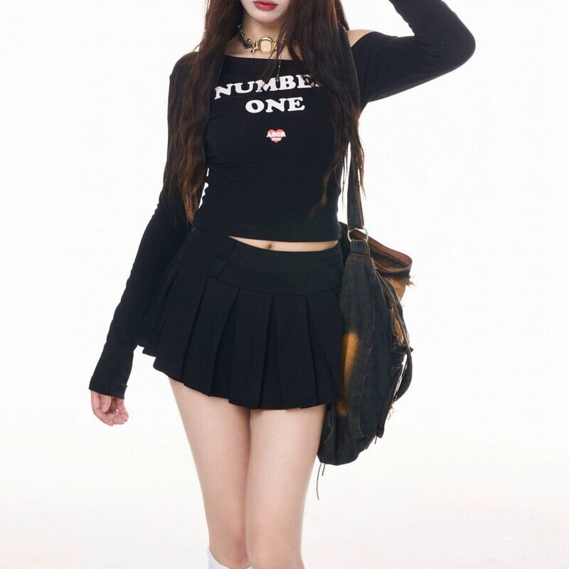 One-shoulder logo pullover r0007