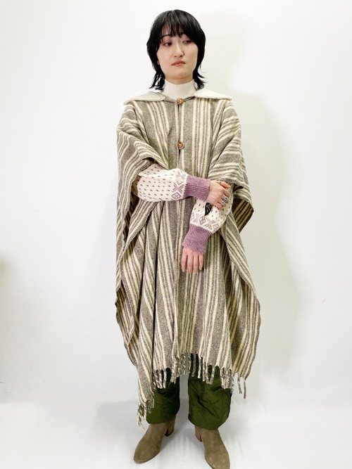 Old Wool Poncho Made In Mexico