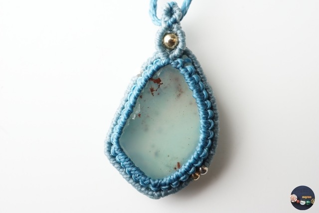 アクアプレーズ（天然グリーンカルセドニー）のマクラメネックレス【一点物】
