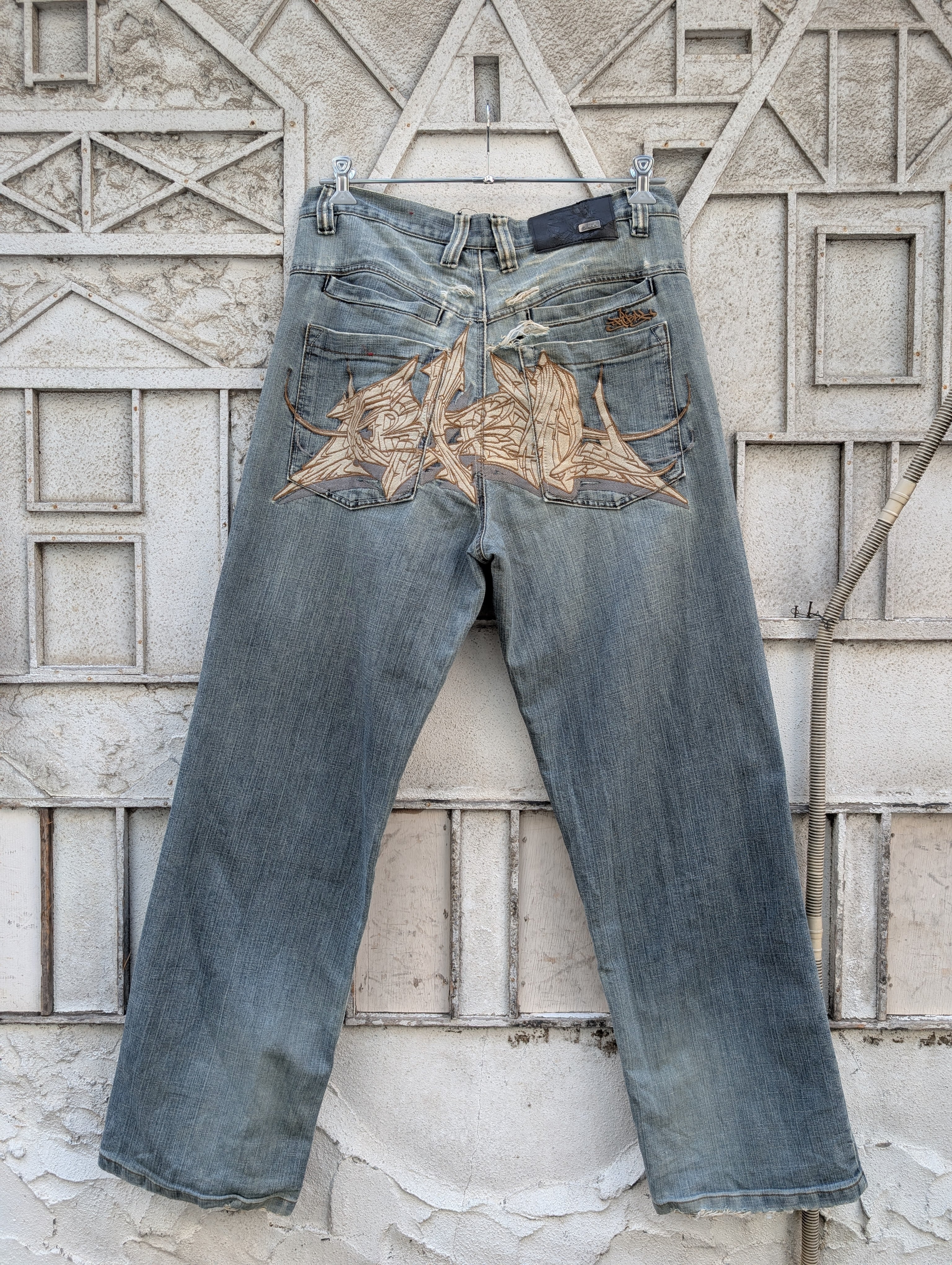 "TRIBAL DENIM" baggy denim pants