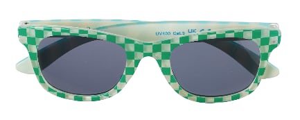 SUN121:Check and Stripe Sunglasses-GREEN