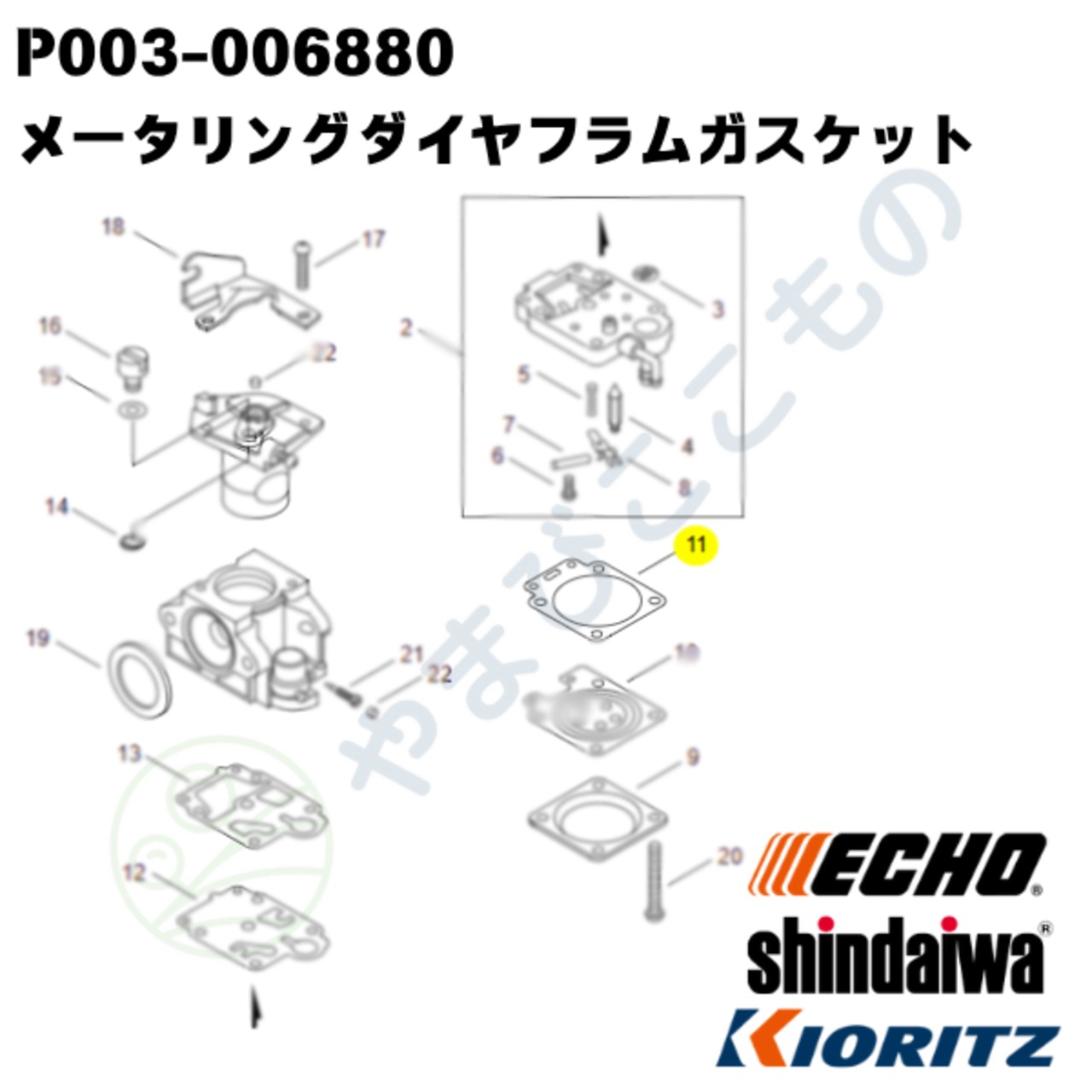 〇 メータリング ダイヤフラムガスケット（P003-006880）やまびこ純正