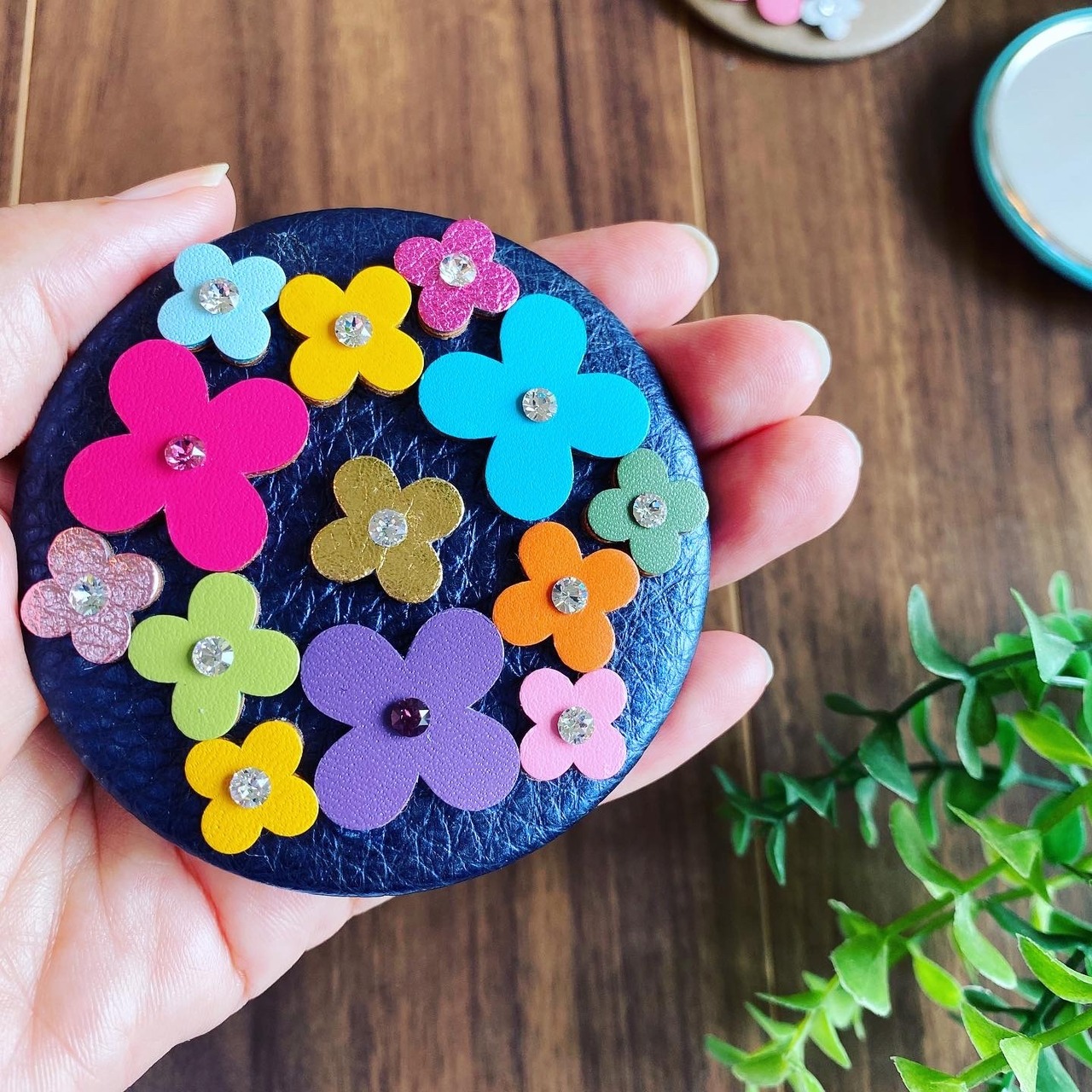 【人気レザーシール】スワロフスキー付単色Lサイズ(4枚セット) - 5