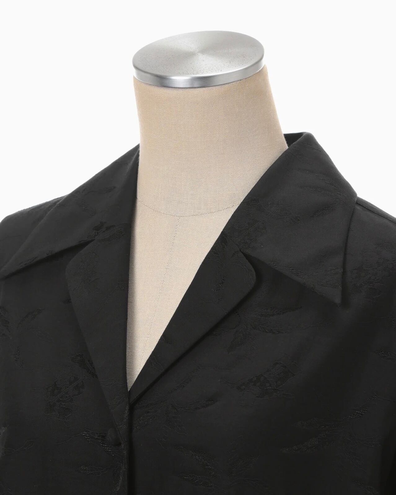Mame kurogouchi】Karako Jacquard Open Collar Shirt /black | TOLMA.