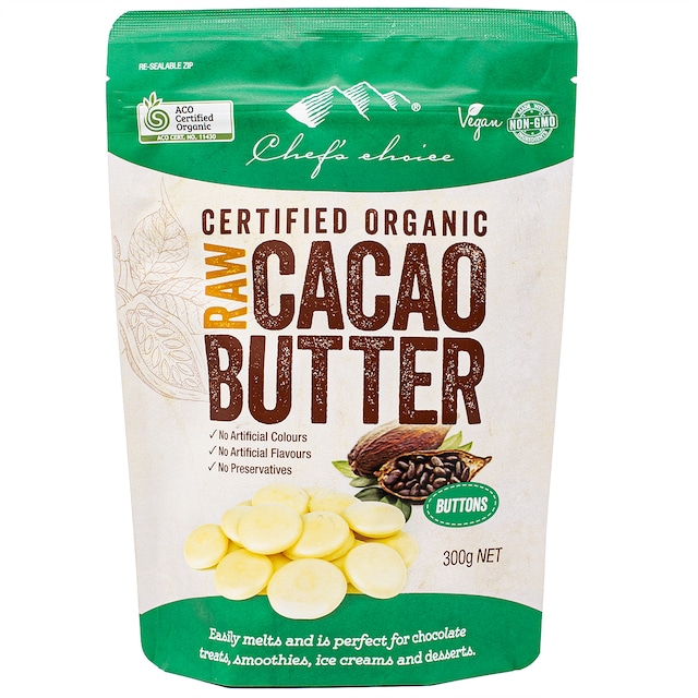 シェフズチョイス オーガニック ローカカオバター 300g Organic Raw cacao butter 使いやすい粒タイプ クリオロ種コールドプレス 非加熱RAW製法