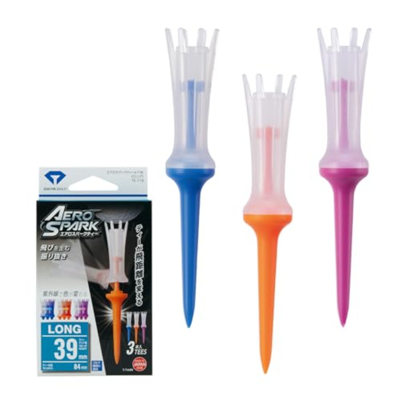 ダイヤゴルフ(DAIYA GOLF) ゴルフティー エアロスパークティー カラー ロング クリアー TE-718