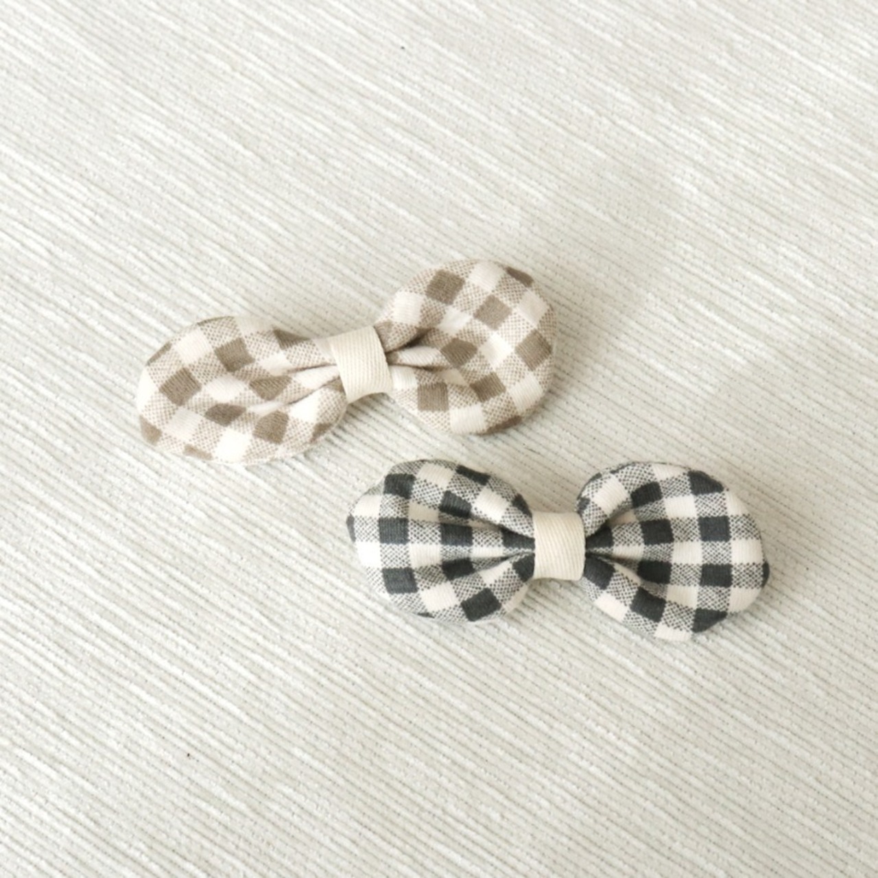 即納【ruanddam】コージーチェックリボンピン チャコールネイビー