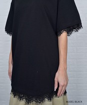 【直営限定ITEM】ヘムレースルーズTシャツ (BLACK)　CQ-49004H
