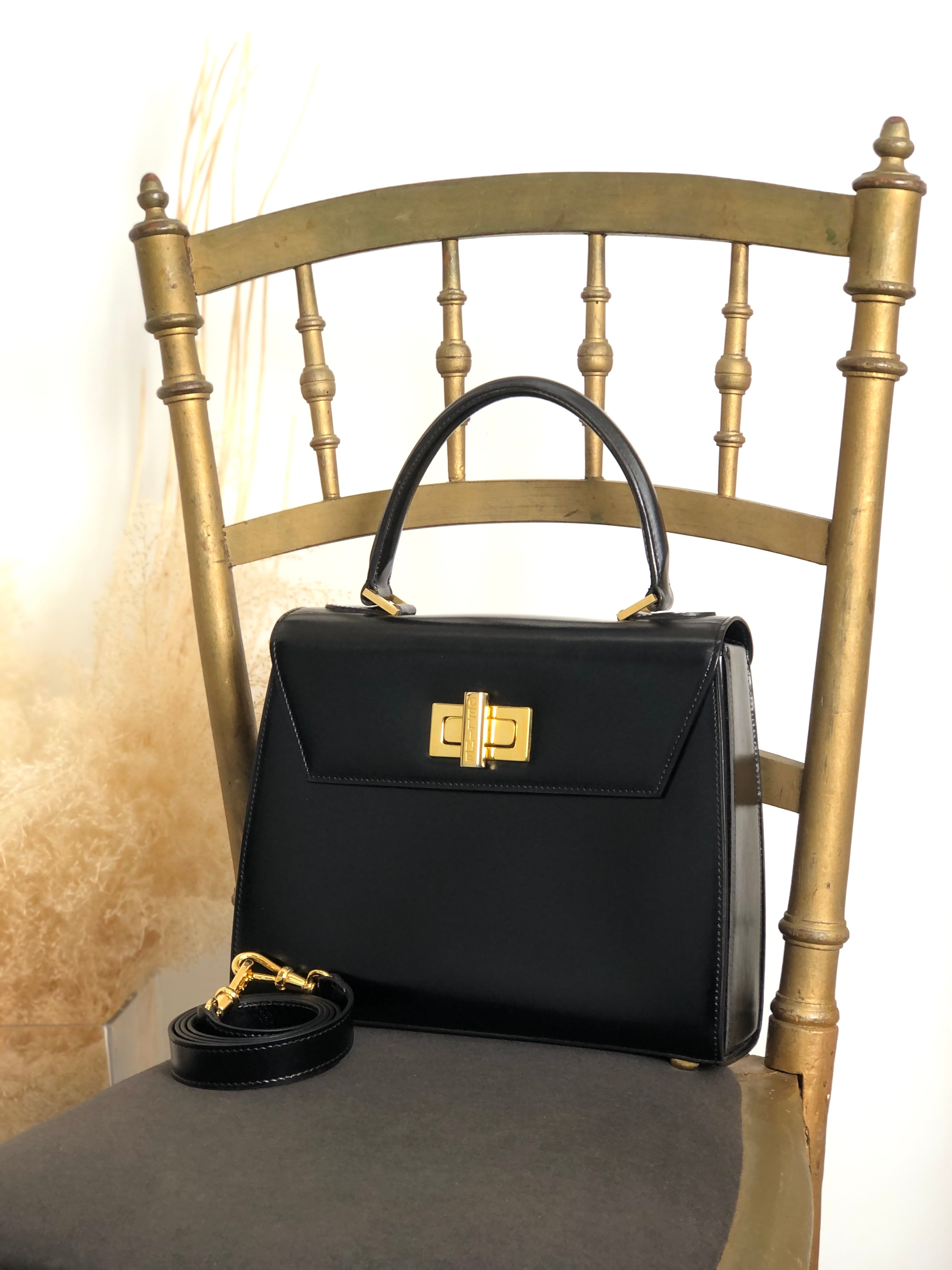 CELINE セリーヌ ショルダーバッグ ブラック ターンロック レザー 2way vintage ヴィンテージ オールド aerfah