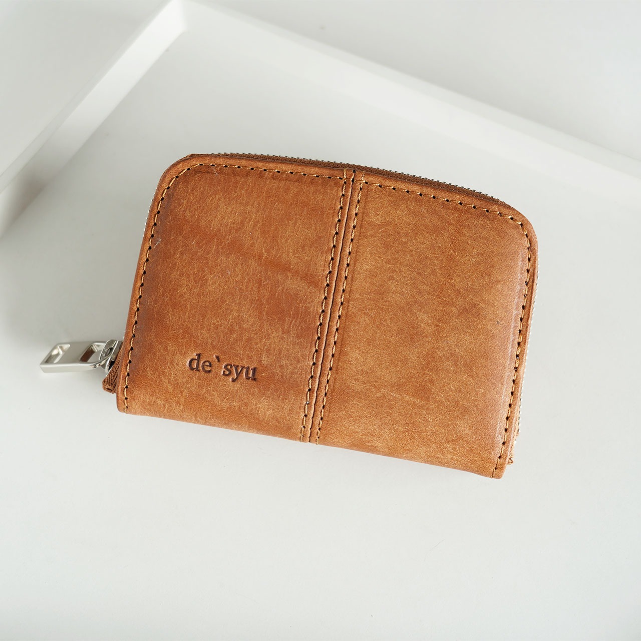 【本革】手のひらミニ財布|de’syu|プエブロレザー × アクセサリー感 ブラウン・画像6