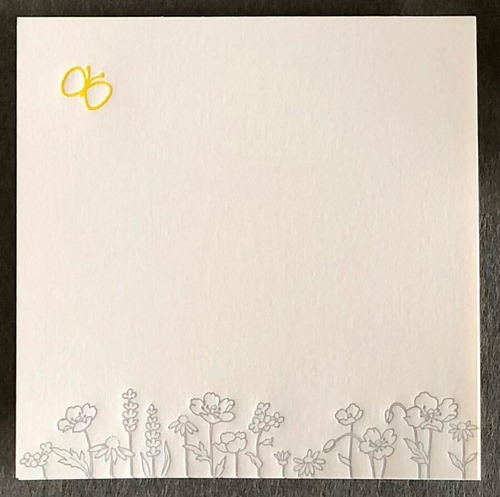 Hutte paper works　活版印刷のメモパッド　野の花とちょうちょ　HPM-018