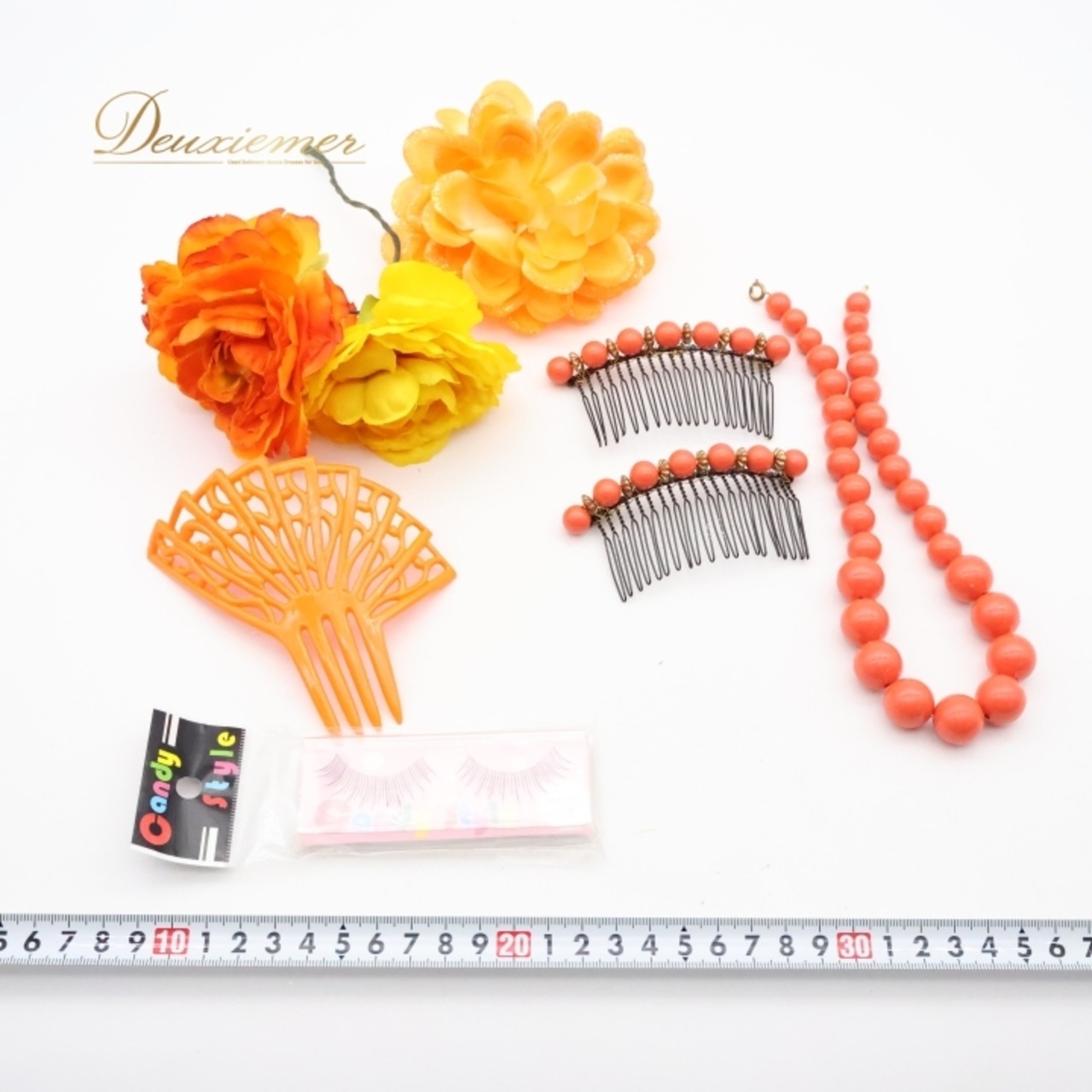フラメンコ 小物 小道具 アバニコ ペイネタ フローレス ネックレス 扇子 花 薔薇 つけまつ毛 オレンジ系 アクセサリー まとめ売り セット オレンジ 小道具 セット ダンス 舞台 発表会 イベント まとめ売り