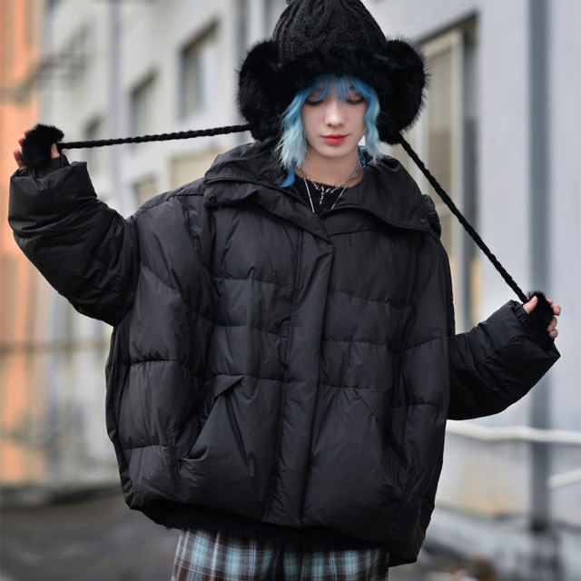 サブカル系 ホワイトダック ダウンジャケット スタンドカラー  古怪舎