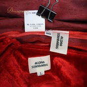 フラダンス衣装 ツーピース 上下セット セットアップ アロハスタンダード レッド系 ALOHA STANDARDS 日本製 ベロア 光沢感 ワンカラー 上品 高級感 かわいい 華やか 鮮やか 赤 ハワイアン アロハ ハワイアンプリント フラ ダンス レッスン