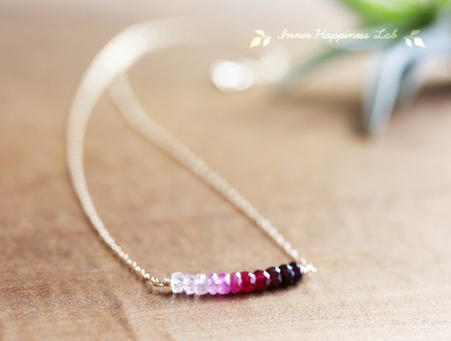 14KGF/ ルビーのグラデーションネックレス