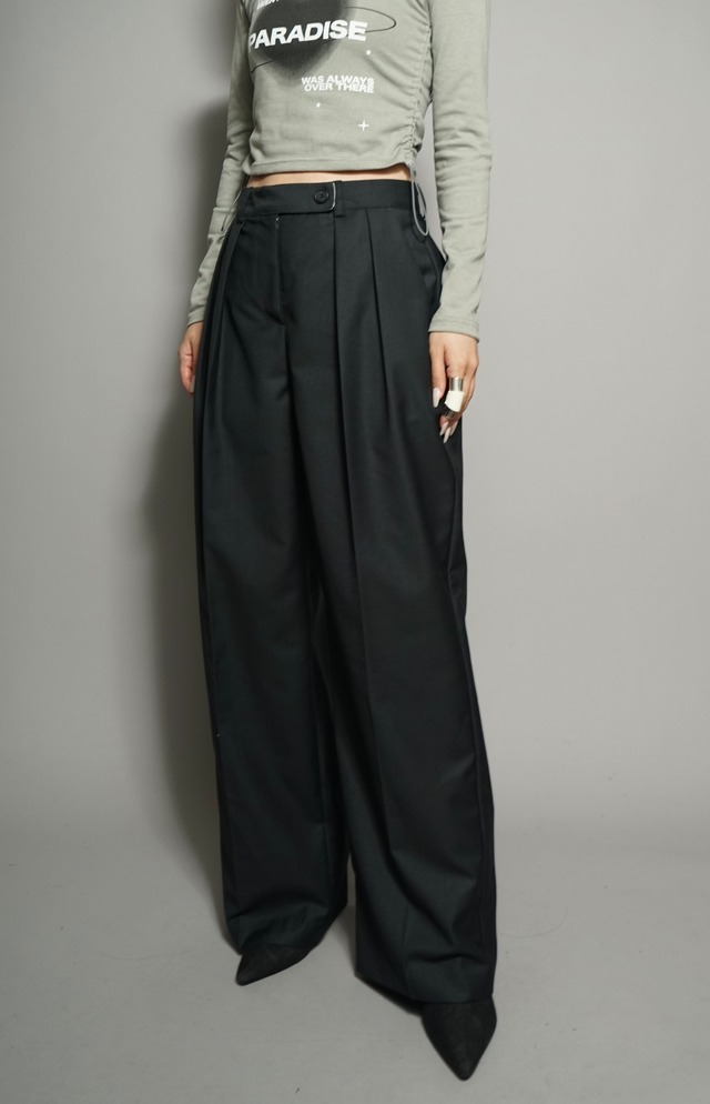 DOUBLE TUCK SLACKS PANTS  (CHARCOAL GRAY) 2312-95-623