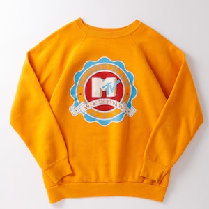 【極美品】80s Vintage sweatshirt  "MTV" cotton orange big size rare item Made in USA   ／80年代 ヴィンテージ スウェットトレーナー  USA製 ビッグサイズ レアカラー 希少 ほぼ未使用
