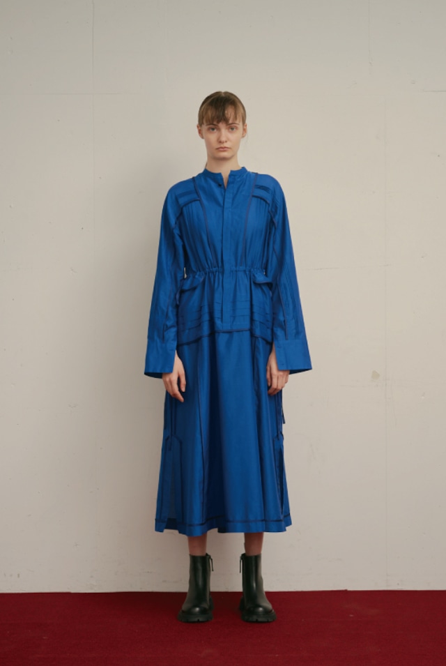 PIN TUCK SHIRT DRESS / BLUE